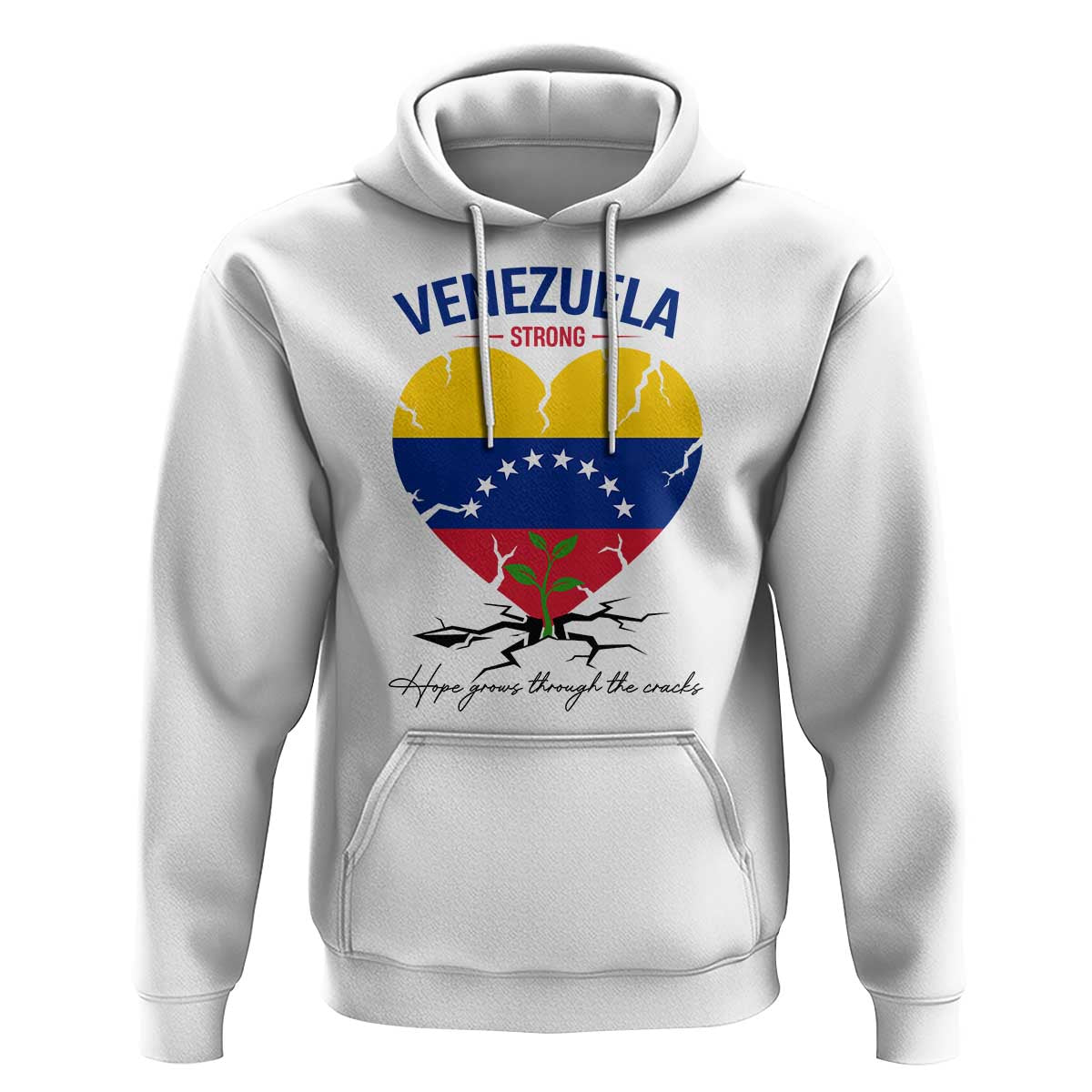 Venezuela Strong Healing Support Hoodie Hope Grows Through Cracks Venezuelan Flag Heart