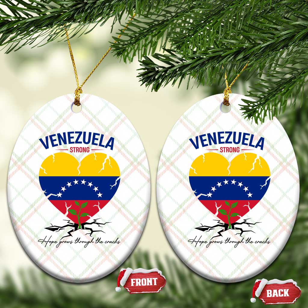 Venezuela Strong Healing Support Ceramic Ornament Hope Grows Through Cracks Venezuelan Flag Heart