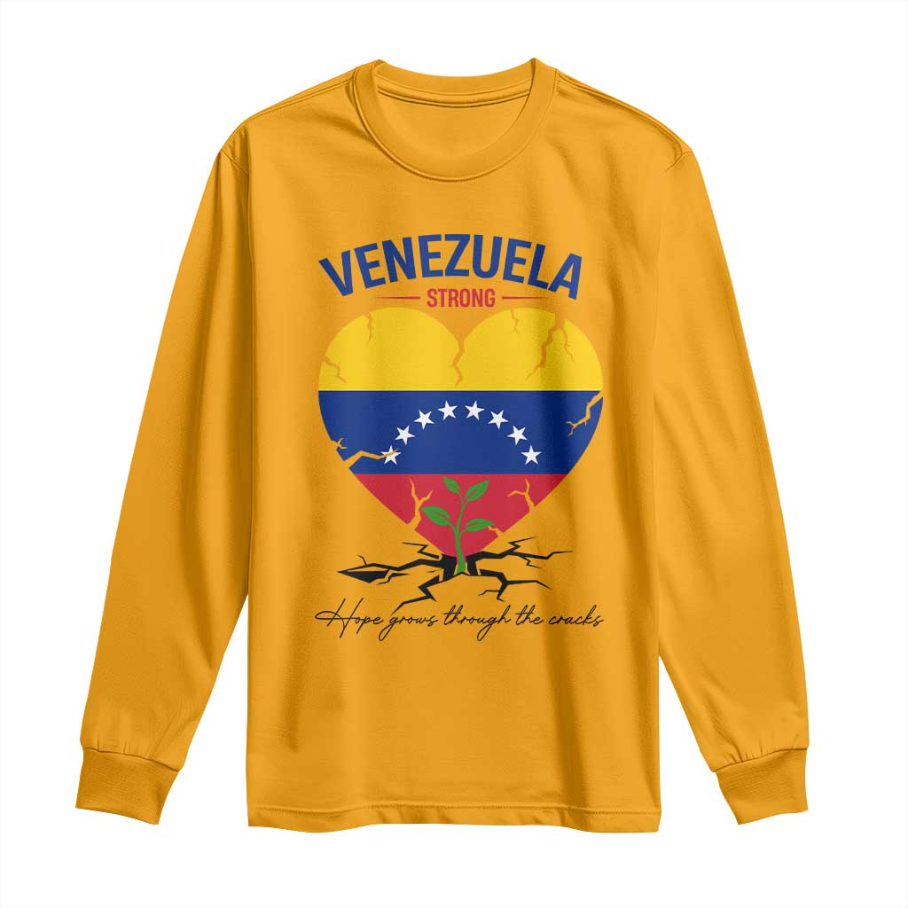 Venezuela Strong Healing Support Long Sleeve Shirt Hope Grows Through Cracks Venezuelan Flag Heart