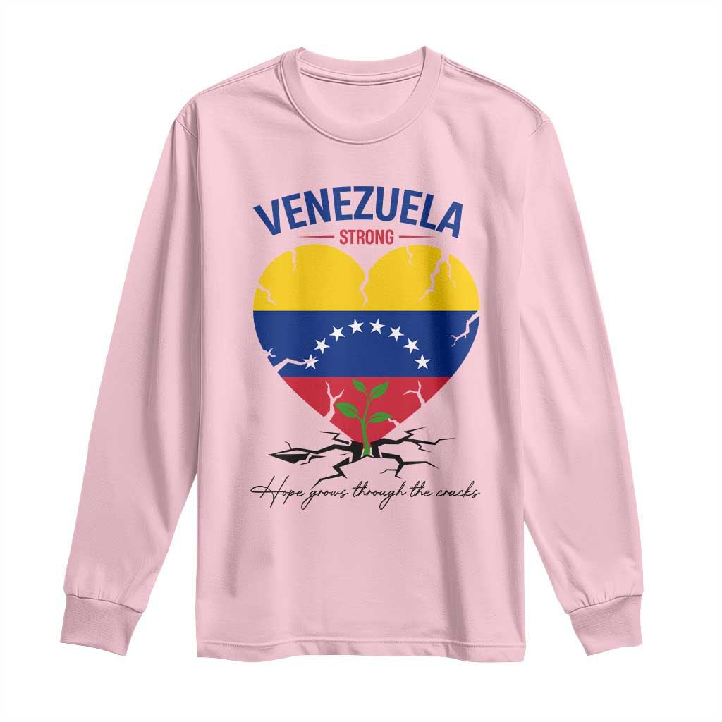 Venezuela Strong Healing Support Long Sleeve Shirt Hope Grows Through Cracks Venezuelan Flag Heart
