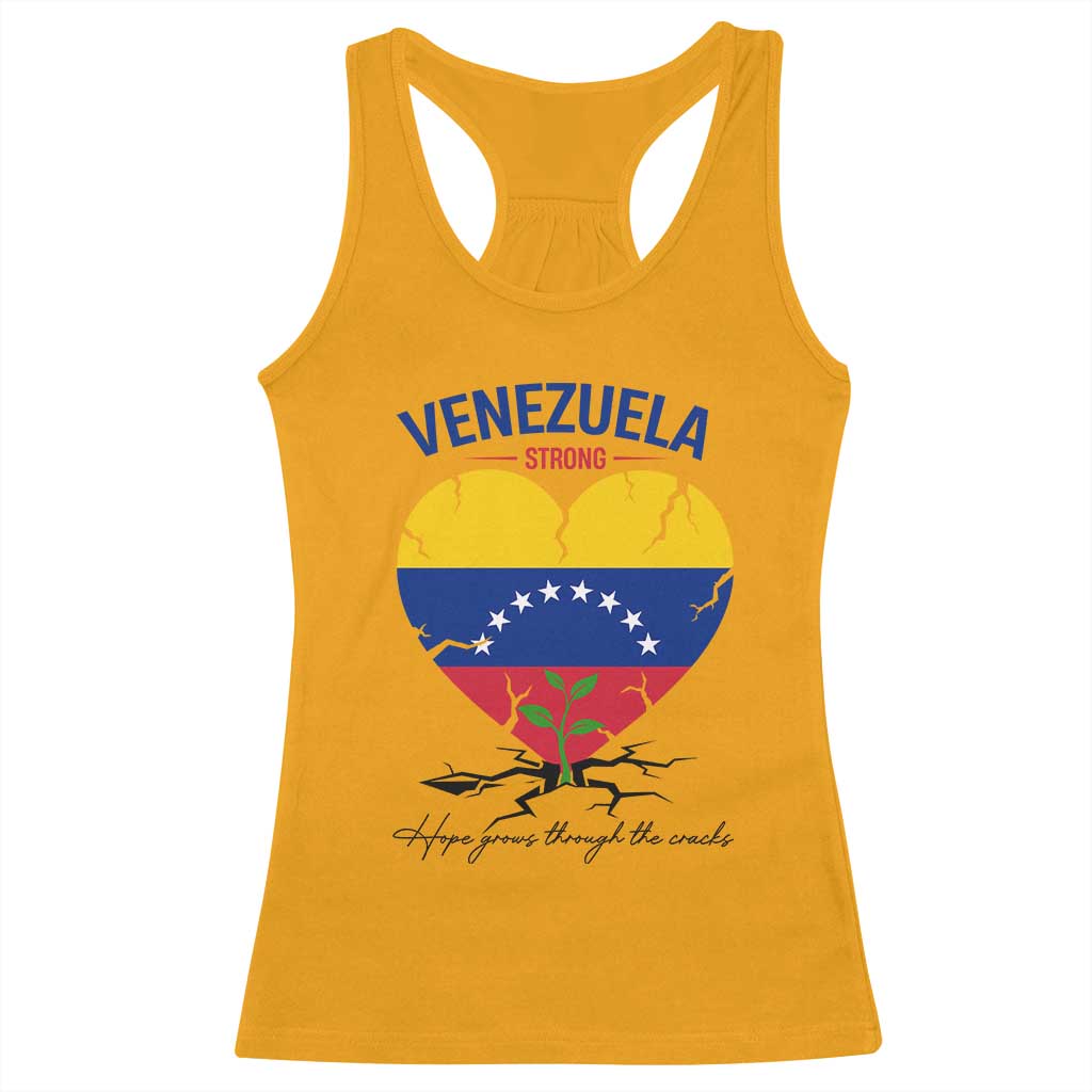 Venezuela Strong Healing Support Racerback Tank Top Hope Grows Through Cracks Venezuelan Flag Heart