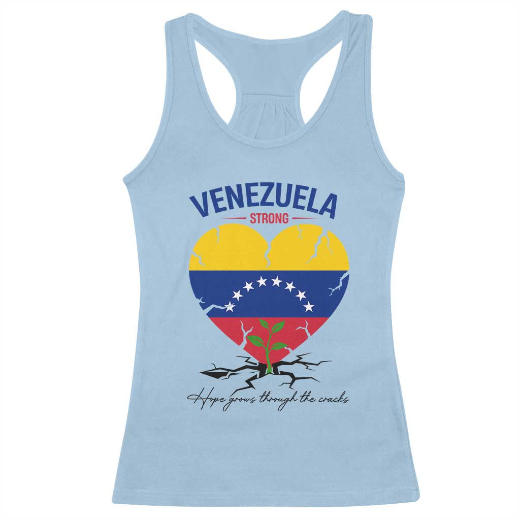 Venezuela Strong Healing Support Racerback Tank Top Hope Grows Through Cracks Venezuelan Flag Heart