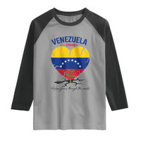 Venezuela Strong Healing Support Raglan Shirt Hope Grows Through Cracks Venezuelan Flag Heart