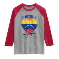 Venezuela Strong Healing Support Raglan Shirt Hope Grows Through Cracks Venezuelan Flag Heart