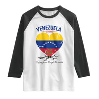 Venezuela Strong Healing Support Raglan Shirt Hope Grows Through Cracks Venezuelan Flag Heart