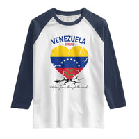 Venezuela Strong Healing Support Raglan Shirt Hope Grows Through Cracks Venezuelan Flag Heart