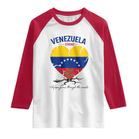 Venezuela Strong Healing Support Raglan Shirt Hope Grows Through Cracks Venezuelan Flag Heart