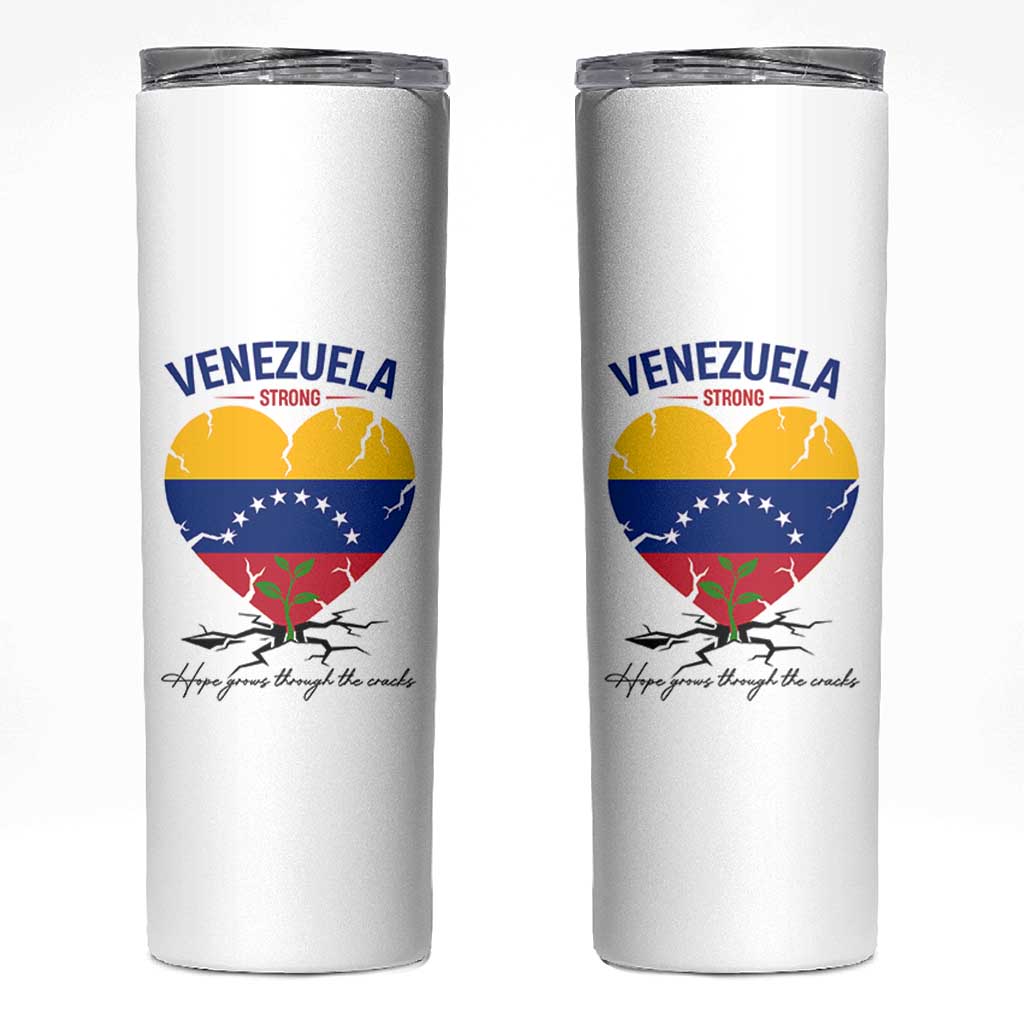 Venezuela Strong Healing Support Skinny Tumbler Hope Grows Through Cracks Venezuelan Flag Heart