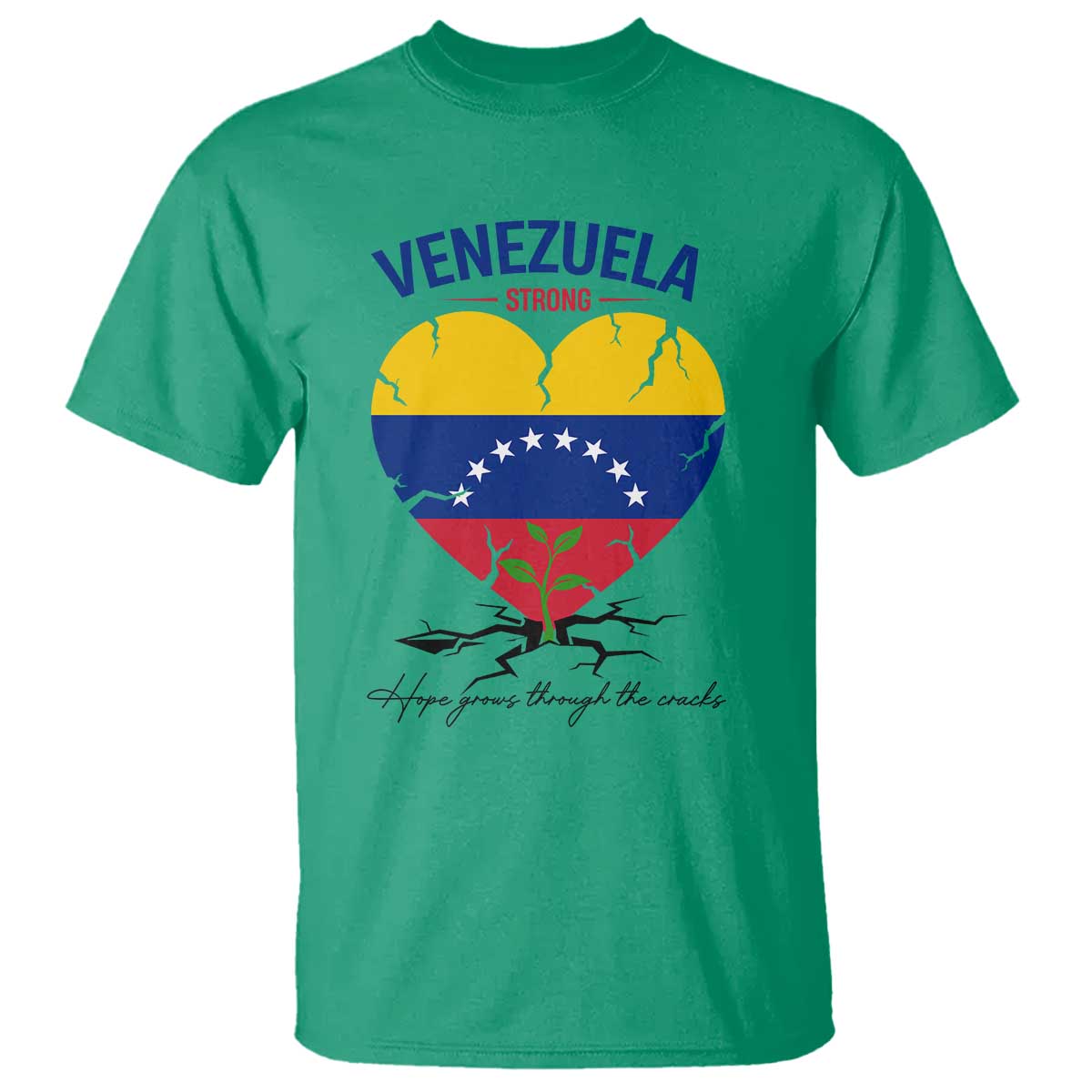 Venezuela Strong Healing Support T Shirt Hope Grows Through Cracks Venezuelan Flag Heart