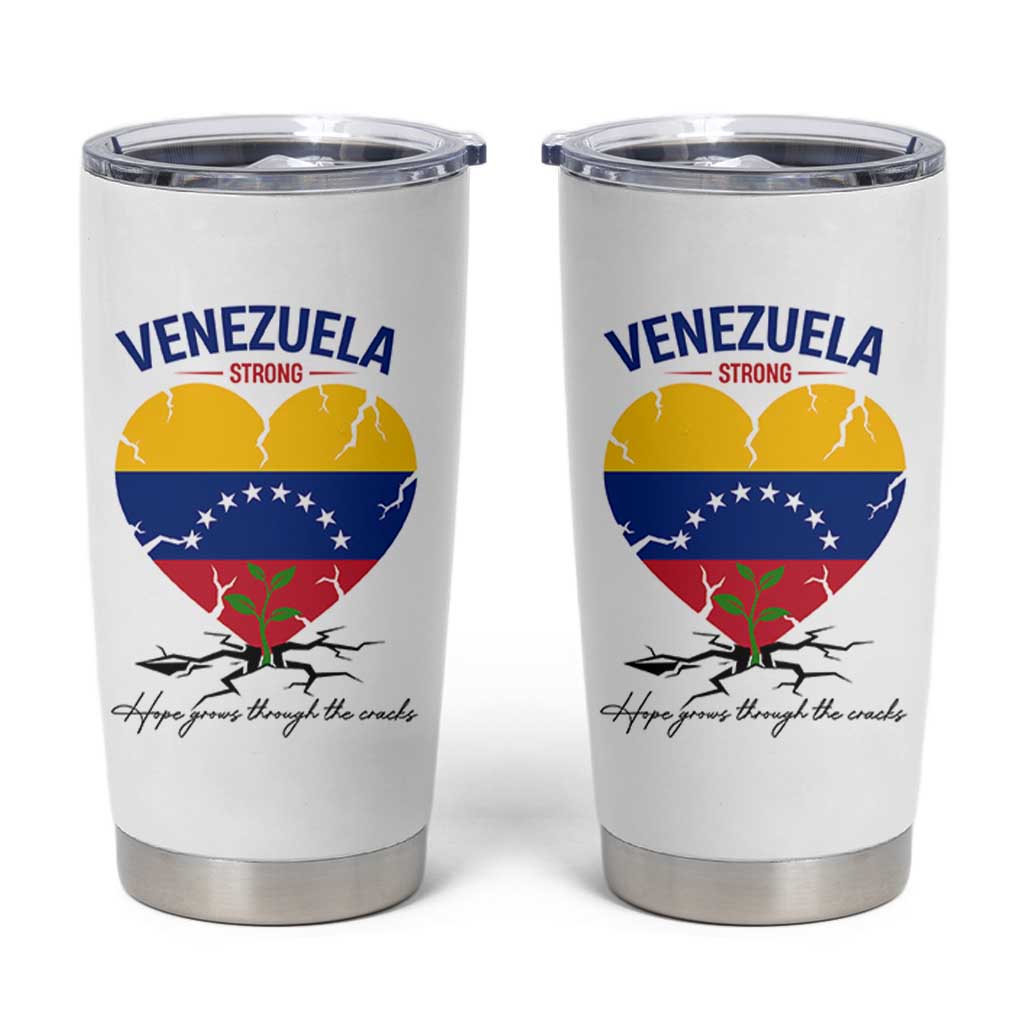 Venezuela Strong Healing Support Tumbler Cup Hope Grows Through Cracks Venezuelan Flag Heart