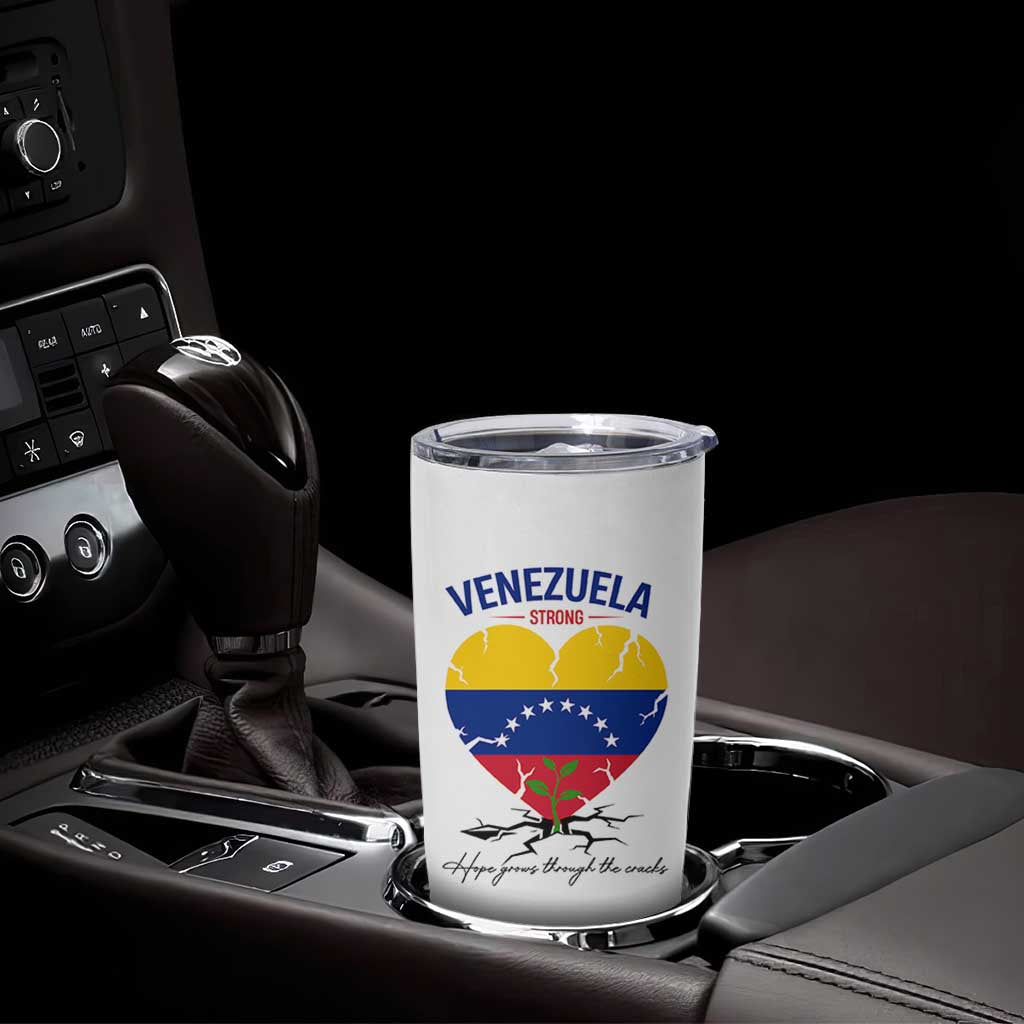Venezuela Strong Healing Support Tumbler Cup Hope Grows Through Cracks Venezuelan Flag Heart