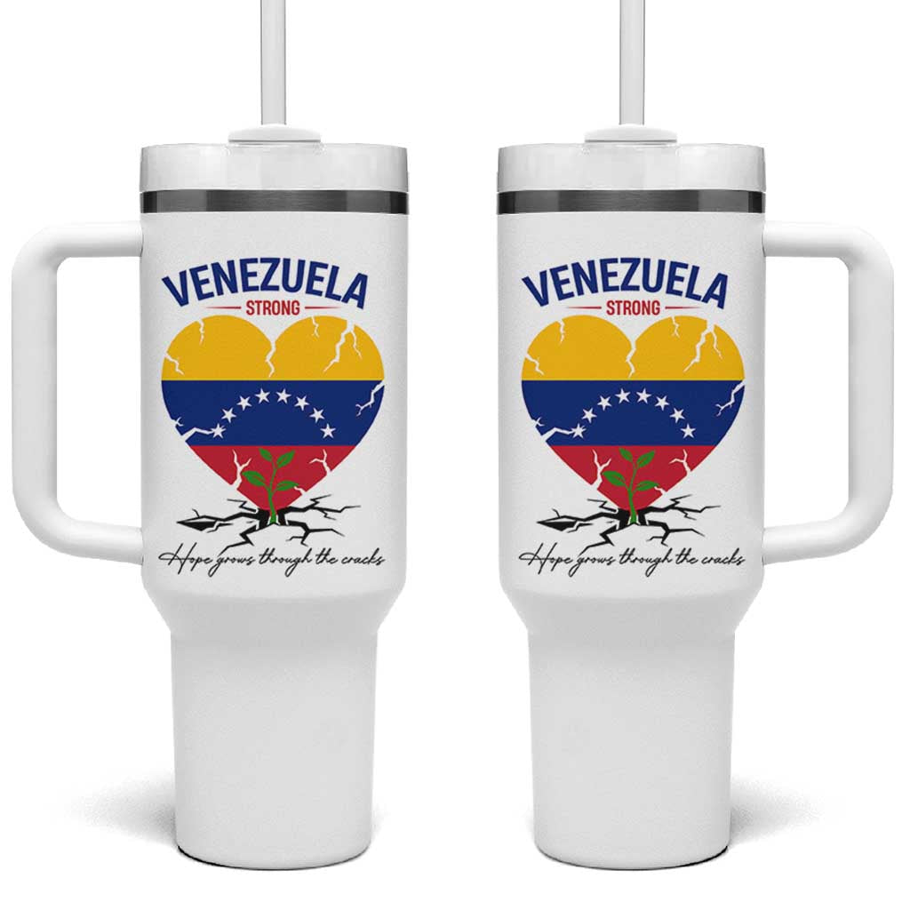 Venezuela Strong Healing Support Tumbler With Handle Hope Grows Through Cracks Venezuelan Flag Heart