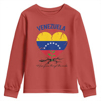 Venezuela Strong Healing Support Youth Sweatshirt Hope Grows Through Cracks Venezuelan Flag Heart