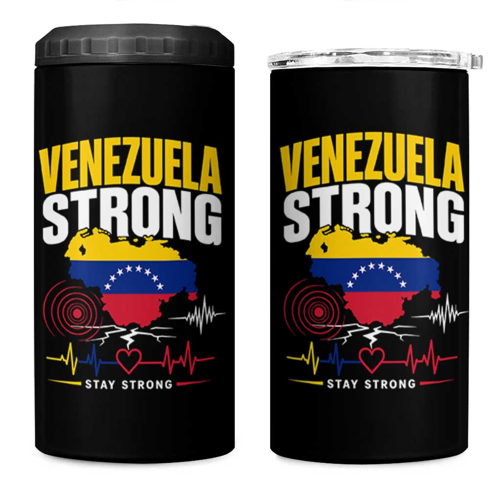 Venezuela Strong Support and Solidarity 4 in 1 Can Cooler Tumbler Patriotic Venezuelan Flag Country Map