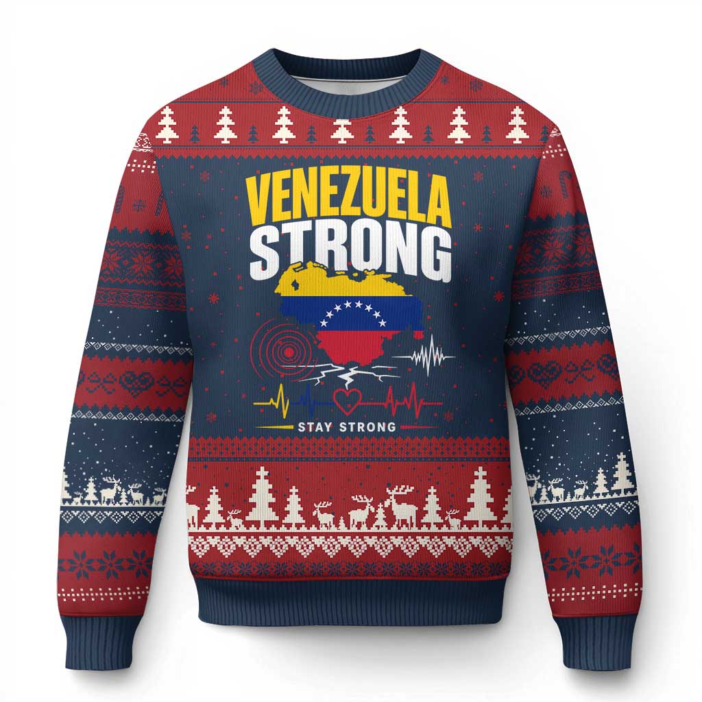 Venezuela Strong Support and Solidarity Ugly Christmas Sweater Patriotic Venezuelan Flag Country Map