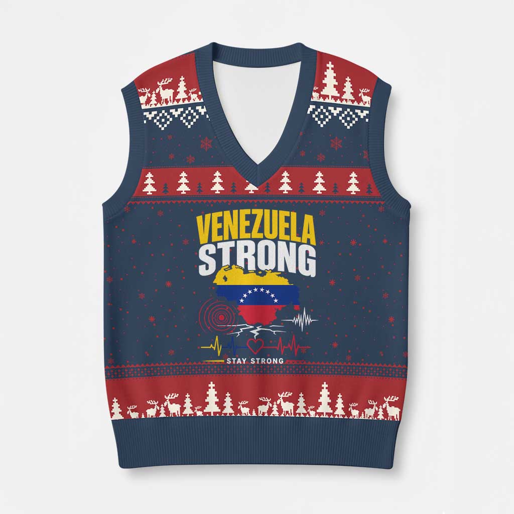 Venezuela Strong Support and Solidarity V-Neck Knit Sweater Vest Patriotic Venezuelan Flag Country Map