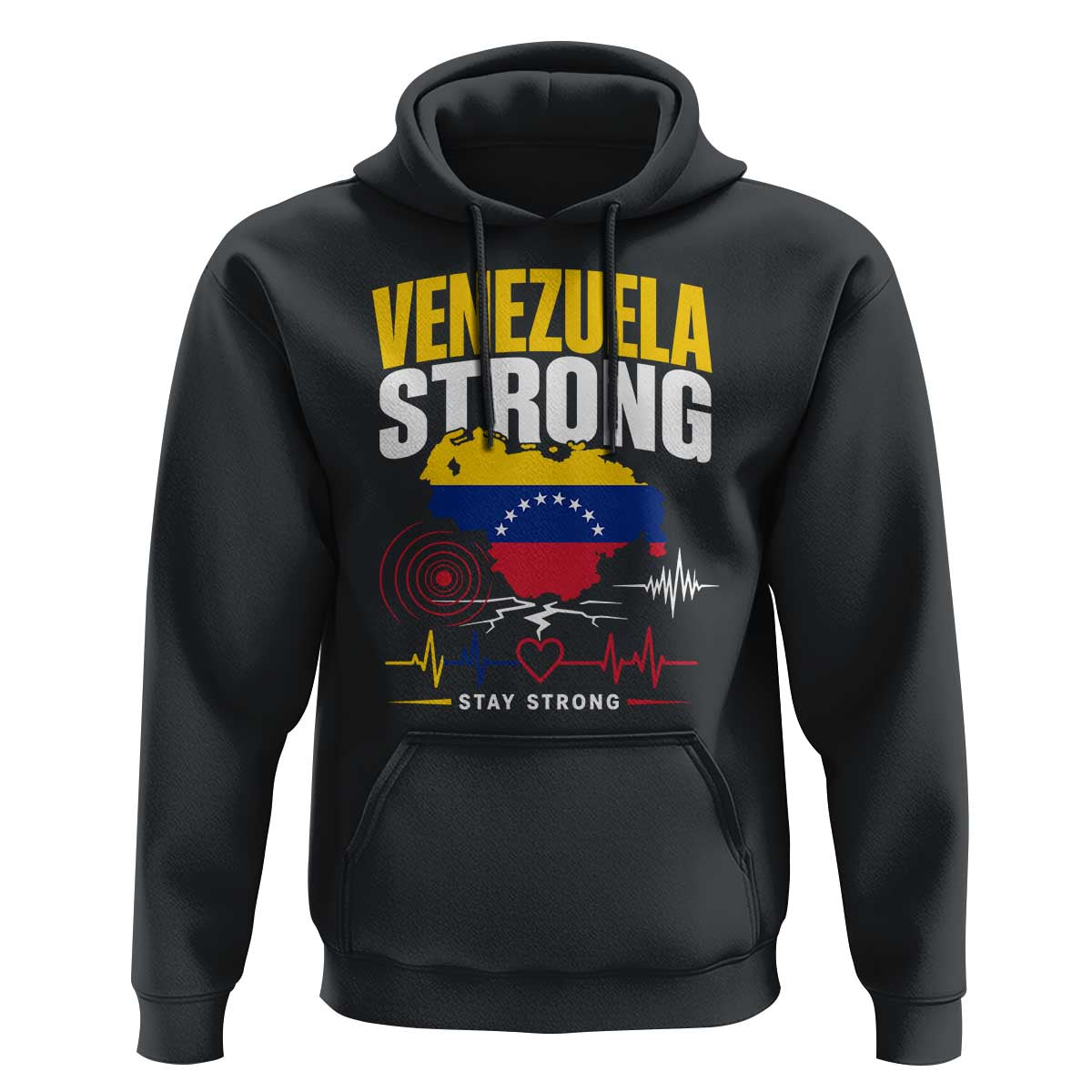 Venezuela Strong Support and Solidarity Hoodie Patriotic Venezuelan Flag Country Map