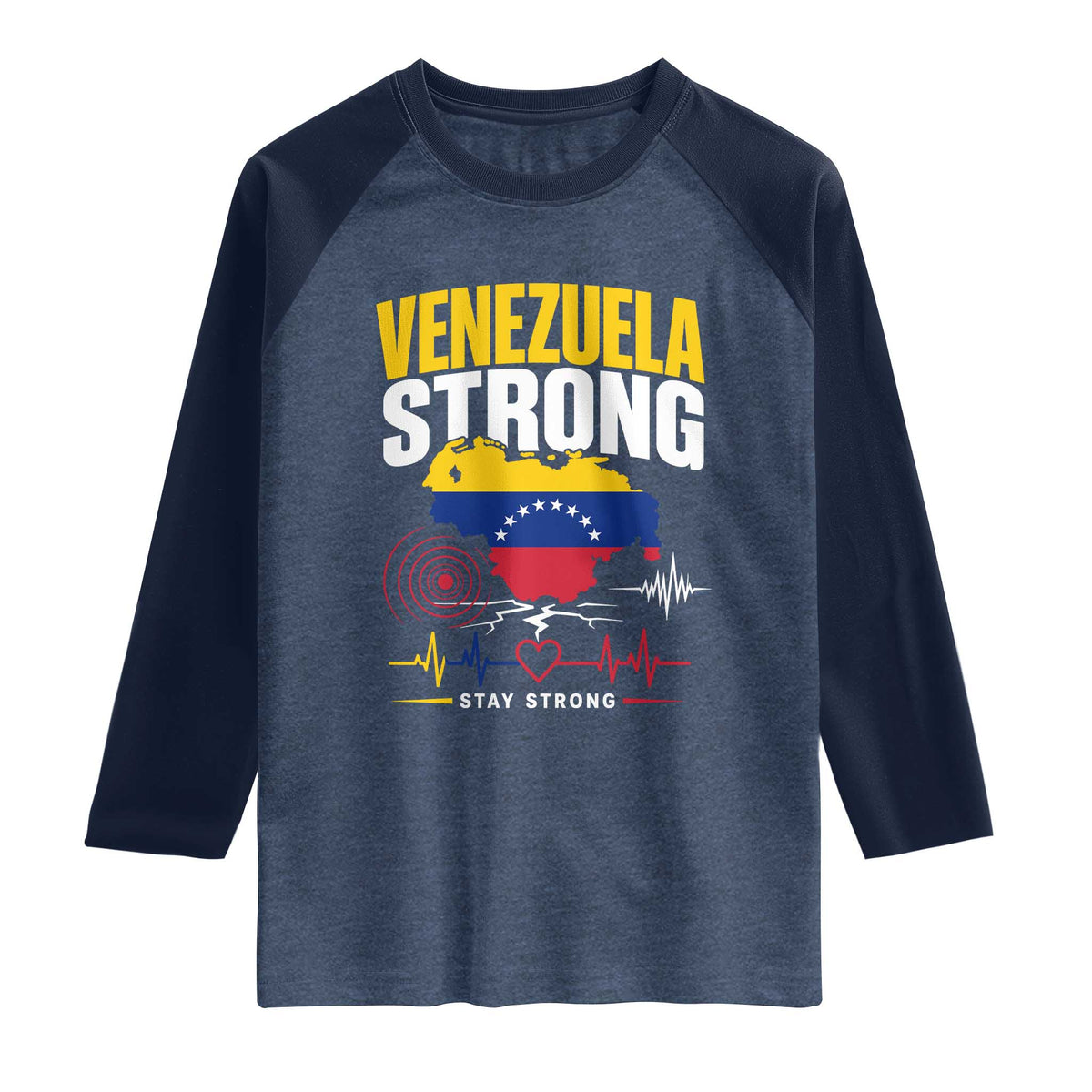 Venezuela Strong Support and Solidarity Raglan Shirt Patriotic Venezuelan Flag Country Map