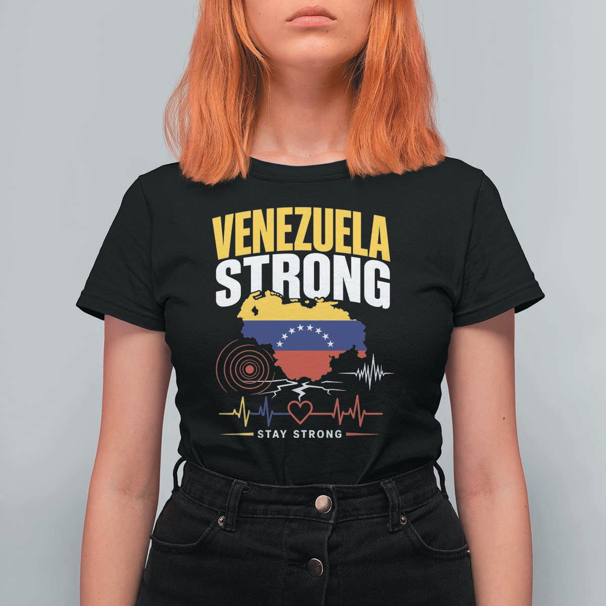 Venezuela Strong Support and Solidarity T Shirt For Women Patriotic Venezuelan Flag Country Map