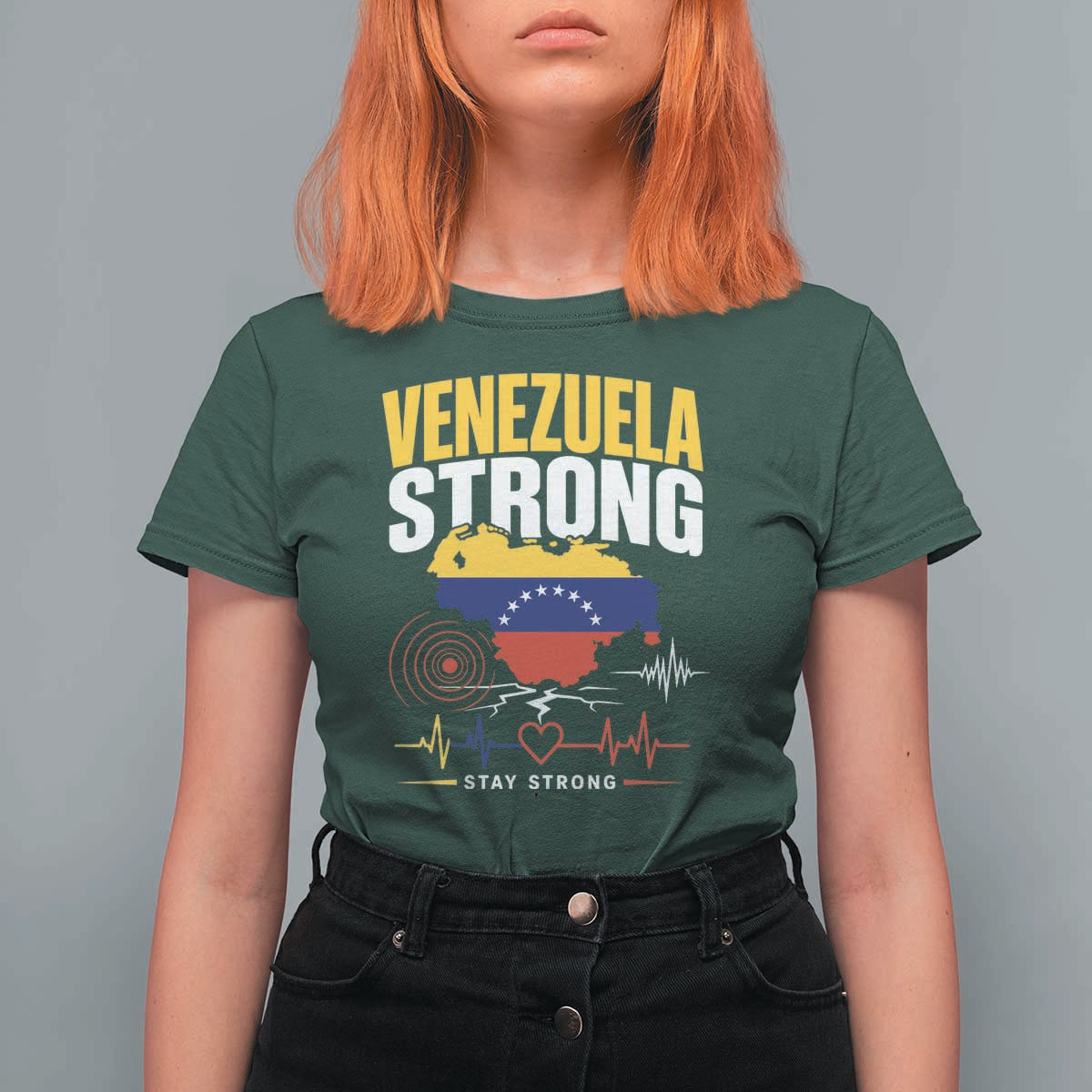 Venezuela Strong Support and Solidarity T Shirt For Women Patriotic Venezuelan Flag Country Map