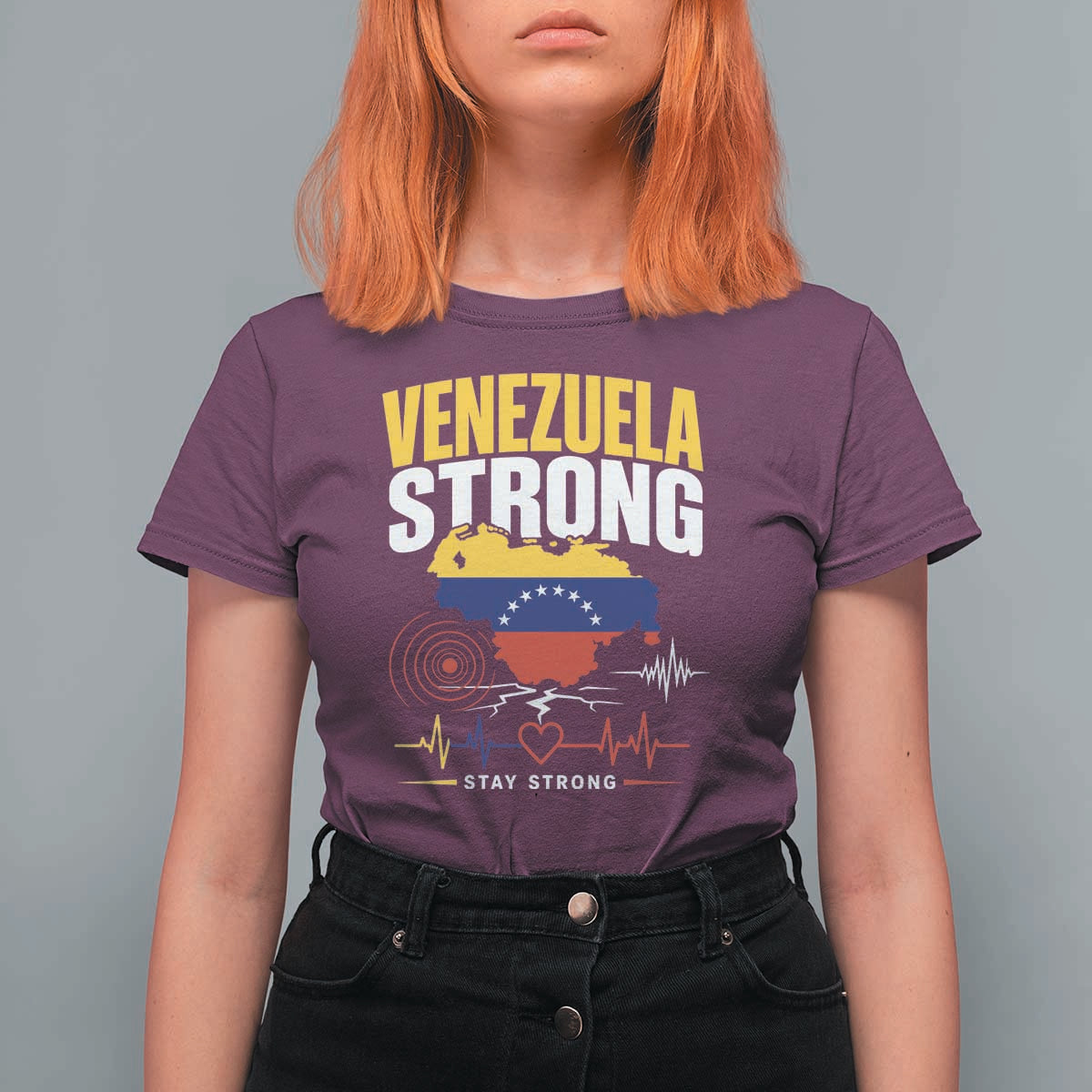 Venezuela Strong Support and Solidarity T Shirt For Women Patriotic Venezuelan Flag Country Map