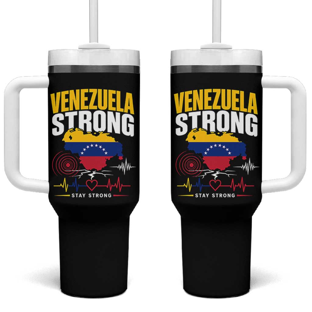 Venezuela Strong Support and Solidarity Tumbler With Handle Patriotic Venezuelan Flag Country Map