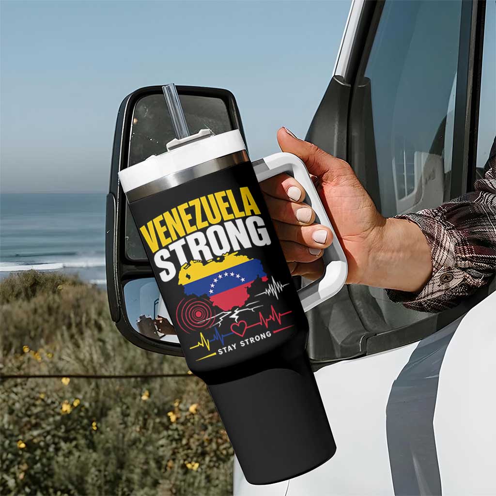 Venezuela Strong Support and Solidarity Tumbler With Handle Patriotic Venezuelan Flag Country Map
