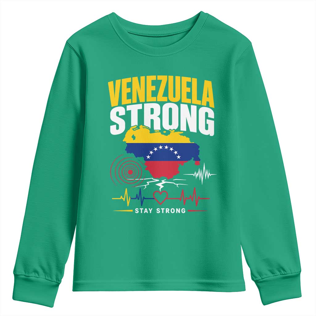 Venezuela Strong Support and Solidarity Youth Sweatshirt Patriotic Venezuelan Flag Country Map
