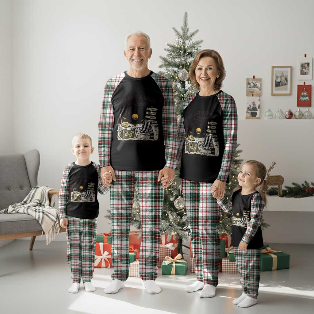 My Give A Damn Is Broken Funny Retirement Graphic Plaid Pajama Set Beach Vacation IDGAF Chill Mode No Problem