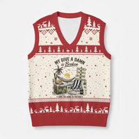 My Give A Damn Is Broken Funny Retirement Graphic V-Neck Knit Sweater Vest Beach Vacation IDGAF Chill Mode No Problem