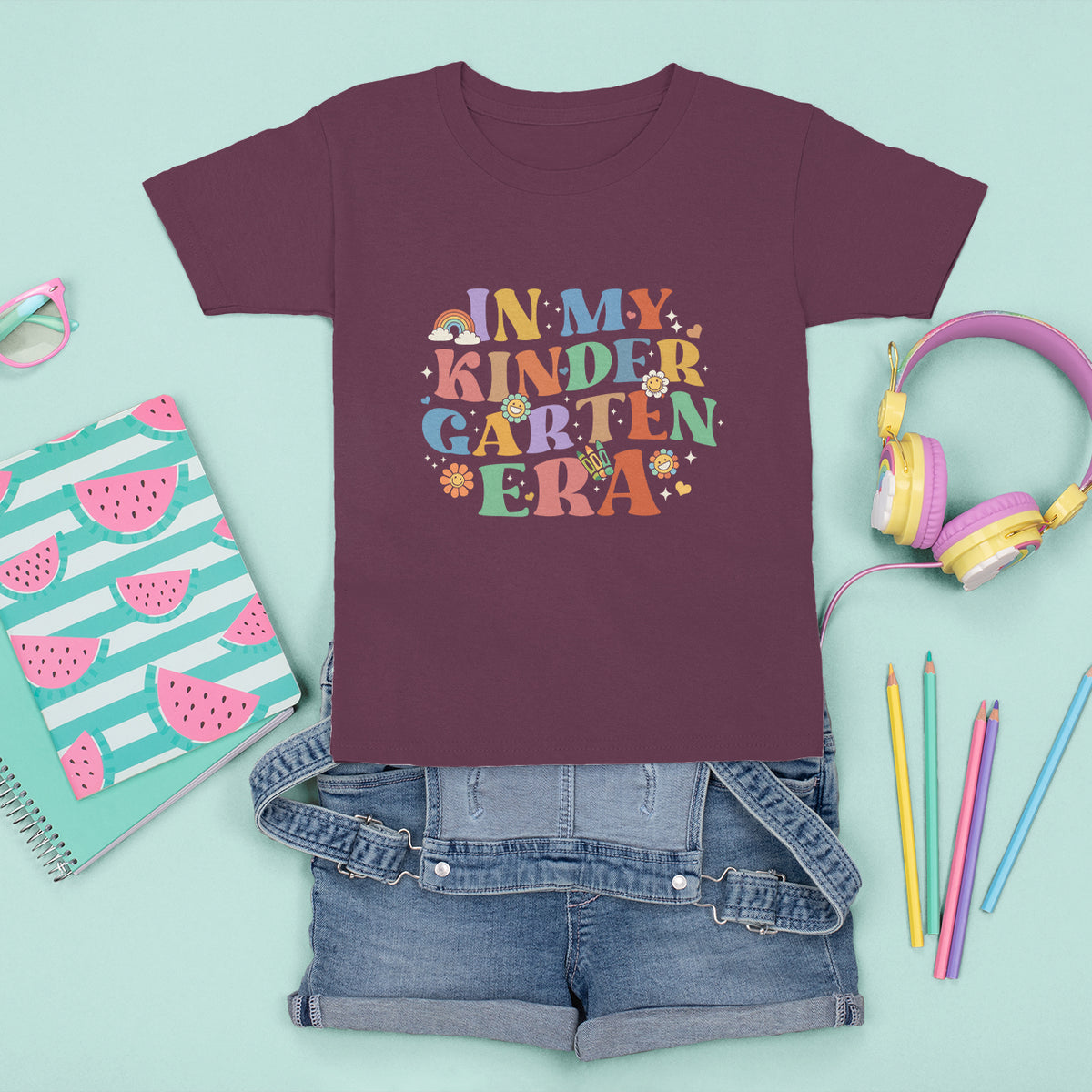 In My Kindergarten Era T Shirt For Kid First Day Of Kinder Retro Groovy - Wonder Print Shop