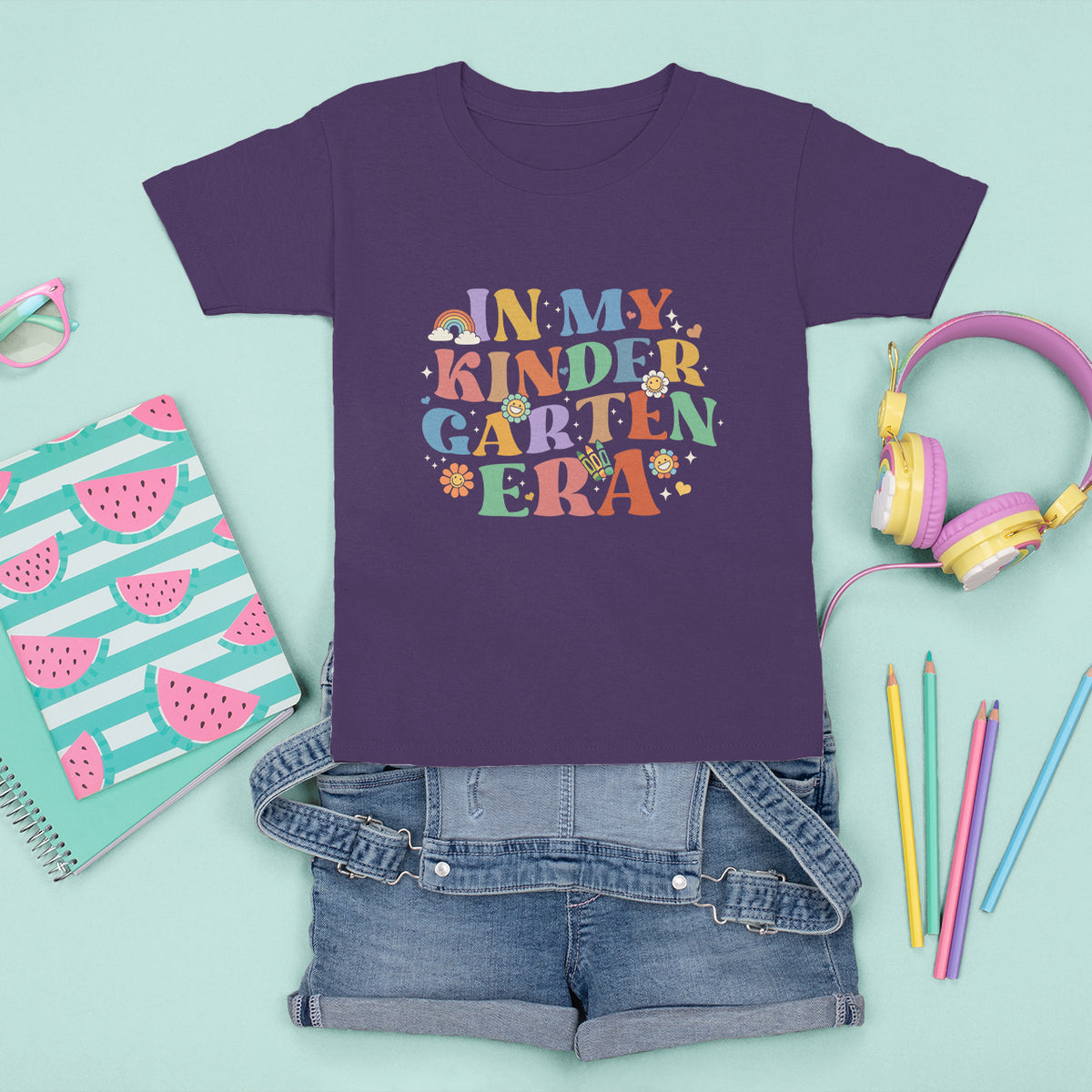 In My Kindergarten Era T Shirt For Kid First Day Of Kinder Retro Groovy - Wonder Print Shop