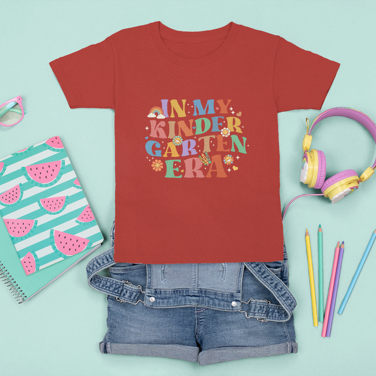 In My Kindergarten Era T Shirt For Kid First Day Of Kinder Retro Groovy - Wonder Print Shop