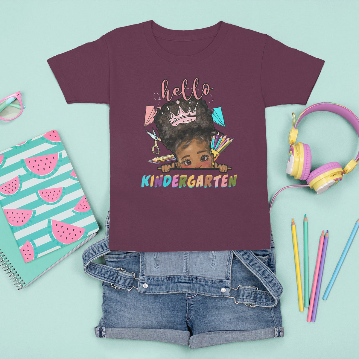 Hello Kindergarten T Shirt For Kid Cute Melanin Little Girl Kinder Era - Wonder Print Shop