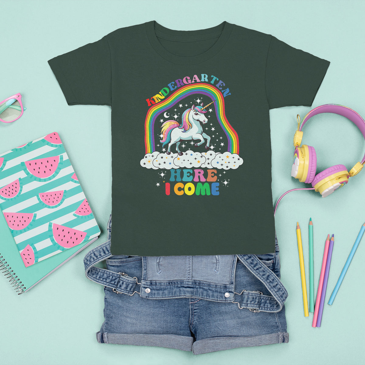 Cute Kindergarten Unicorn T Shirt For Kid Kinder Here I Come Rainbow - Wonder Print Shop