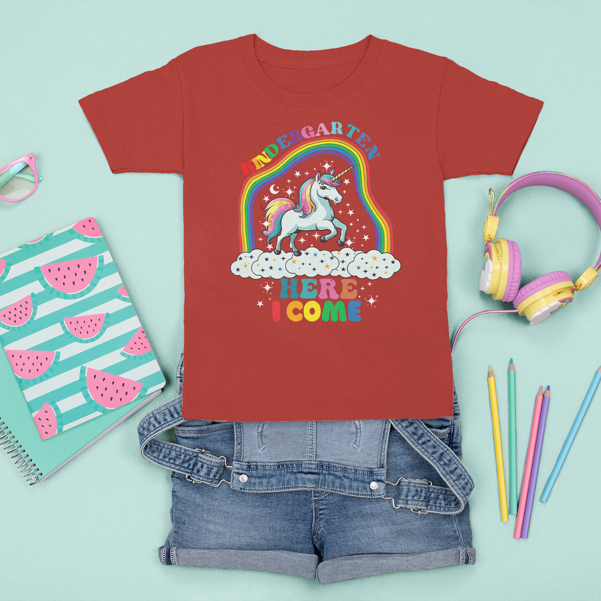 Cute Kindergarten Unicorn T Shirt For Kid Kinder Here I Come Rainbow - Wonder Print Shop