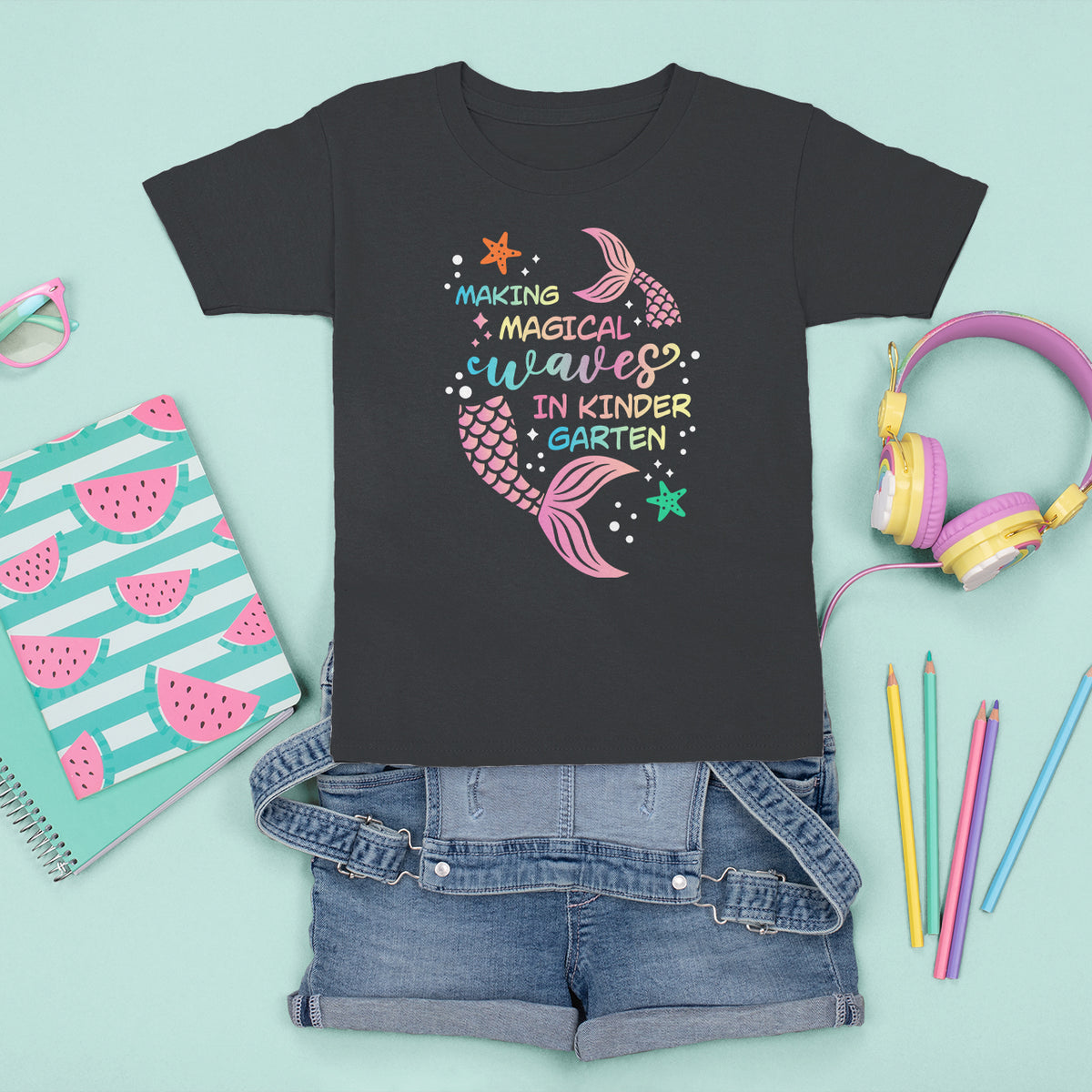 Cute Kindergarten Mermaid T Shirt For Kid Making Magical Waves Kinder Girl - Wonder Print Shop
