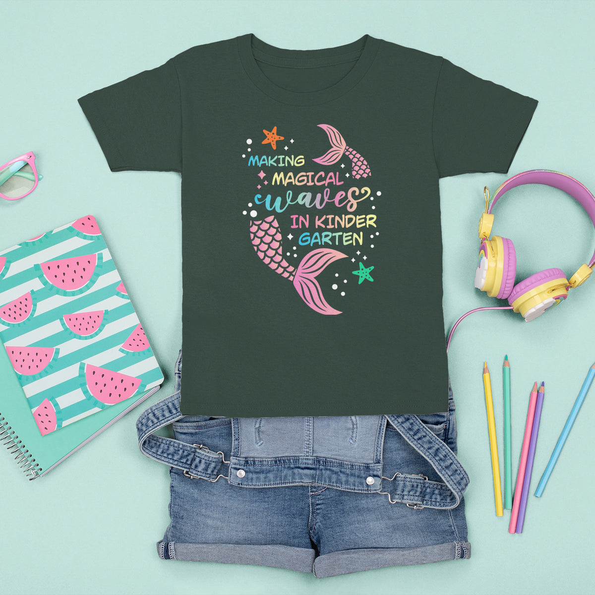 Cute Kindergarten Mermaid T Shirt For Kid Making Magical Waves Kinder Girl - Wonder Print Shop
