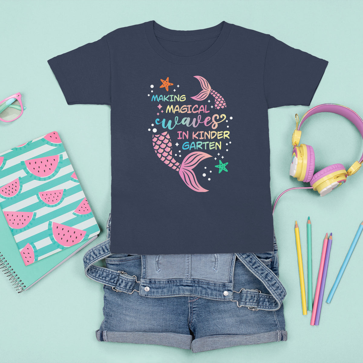 Cute Kindergarten Mermaid T Shirt For Kid Making Magical Waves Kinder Girl - Wonder Print Shop