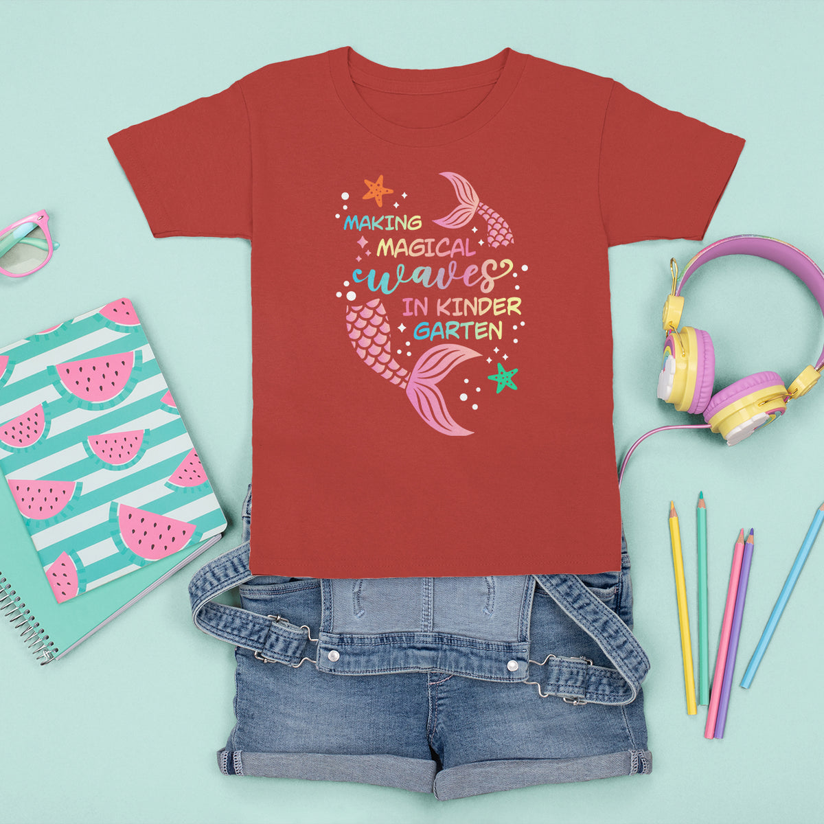 Cute Kindergarten Mermaid T Shirt For Kid Making Magical Waves Kinder Girl - Wonder Print Shop