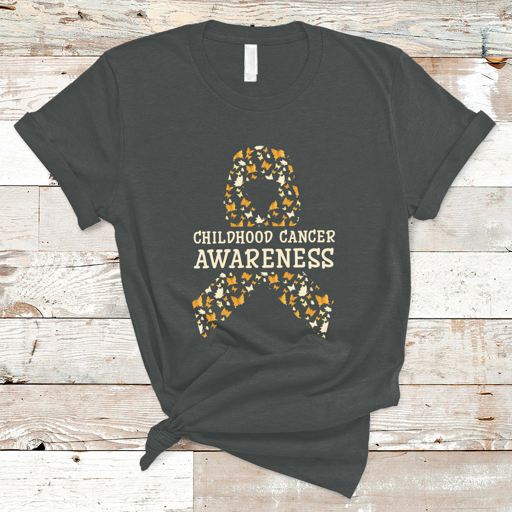 Childhood Cancer Awareness T Shirt Butterfly Gold Ribbon Support Raise - Wonder Print Shop