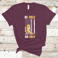Childhood Cancer Awareness T Shirt Childhood Be Bold Go Gold US Flag - Wonder Print Shop