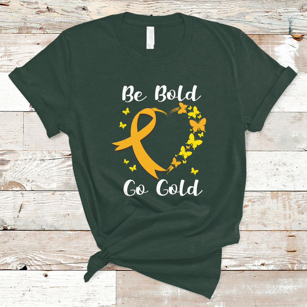 Childhood Cancer Awareness T Shirt Childhood Be Bold Go Gold Heart - Wonder Print Shop