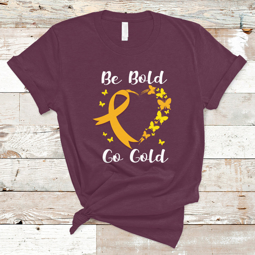 Childhood Cancer Awareness T Shirt Childhood Be Bold Go Gold Heart - Wonder Print Shop