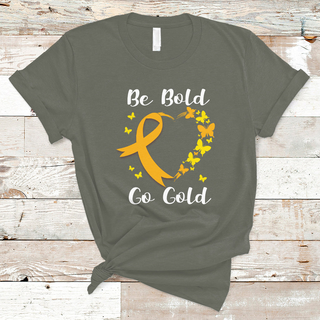 Childhood Cancer Awareness T Shirt Childhood Be Bold Go Gold Heart - Wonder Print Shop