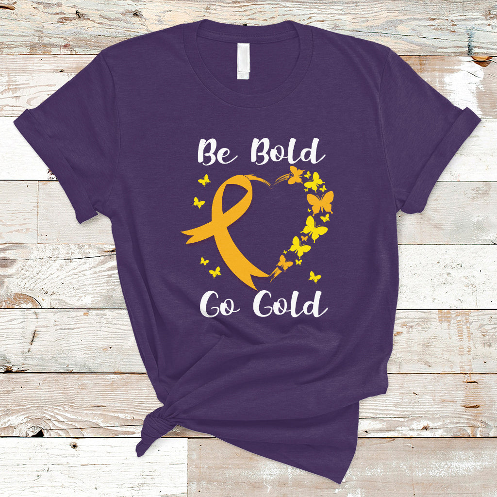 Childhood Cancer Awareness T Shirt Childhood Be Bold Go Gold Heart - Wonder Print Shop