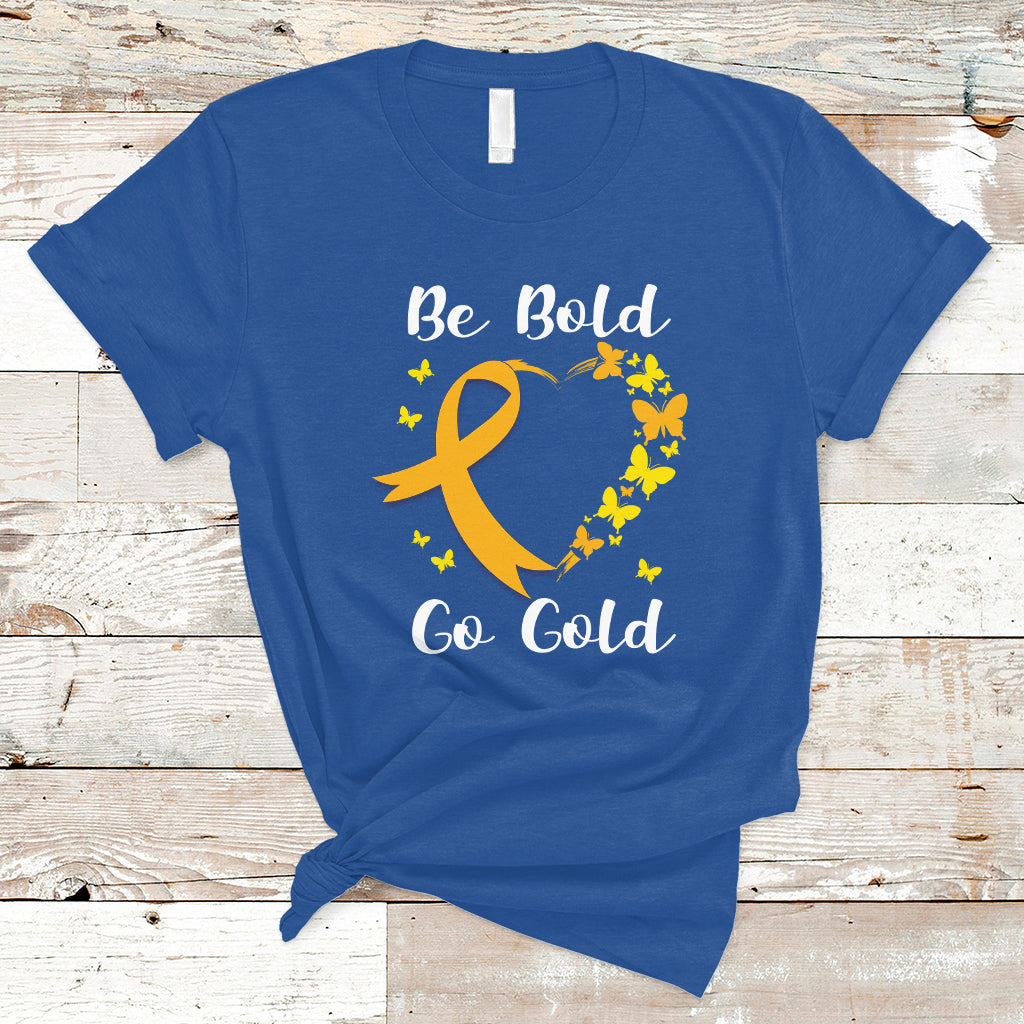 Childhood Cancer Awareness T Shirt Childhood Be Bold Go Gold Heart - Wonder Print Shop