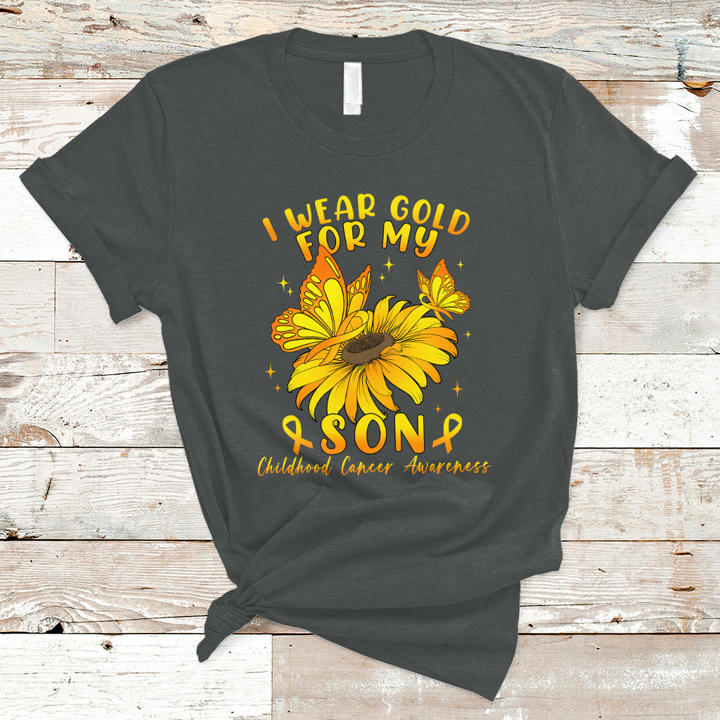 Childhood Cancer Awareness T Shirt I Wear Gold For My Son Sunflower - Wonder Print Shop