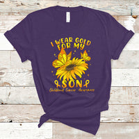 Childhood Cancer Awareness T Shirt I Wear Gold For My Son Sunflower - Wonder Print Shop