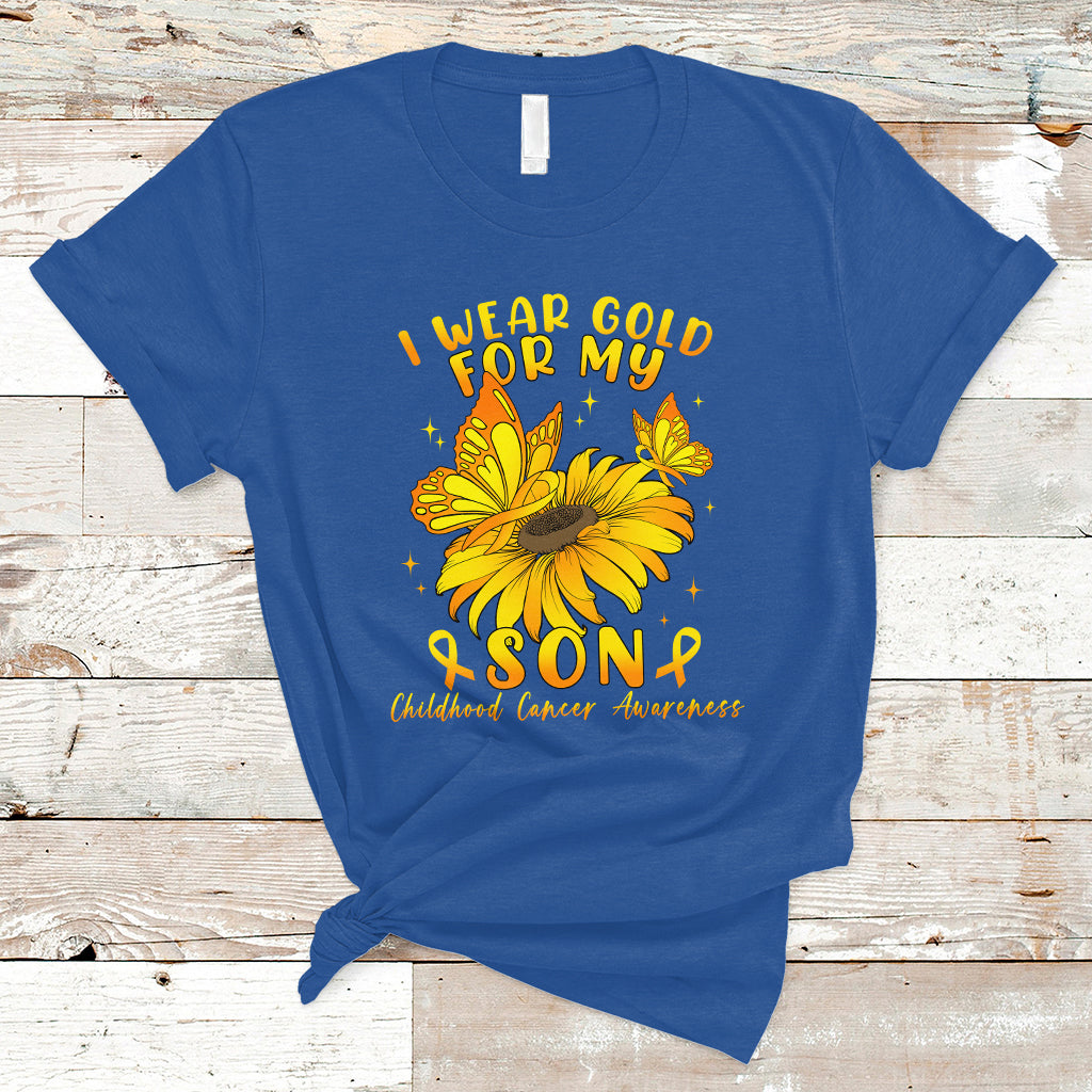Childhood Cancer Awareness T Shirt I Wear Gold For My Son Sunflower - Wonder Print Shop